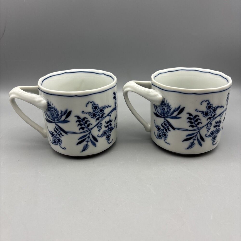 Vintage Blue Danube Coffee Cups/Mugs Blue Onion Set Of 2 MINT